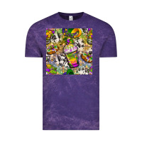 Cloud Purple Mardi Gras coffee cups and donut with cowhide Vintage Tee - BundleAndBundleShop
