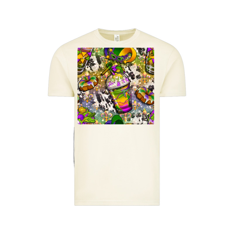 Mardi Gras Coffee Cups And Donut With Cowhide Vintage Tee by BundleAndBundleShop | Teevron