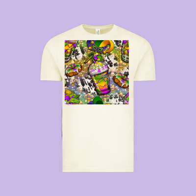 Mardi Gras Coffee Cups And Donut With Cowhide Vintage Tee Designed By Bundleandbundleshop