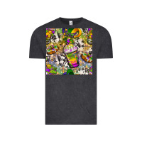Vintage Black Mardi Gras coffee cups and donut with cowhide Vintage Tee - BundleAndBundleShop