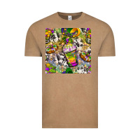 Vintage Coffee Mardi Gras coffee cups and donut with cowhide Vintage Tee - BundleAndBundleShop