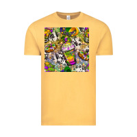 Vintage Mustard Mardi Gras coffee cups and donut with cowhide Vintage Tee - BundleAndBundleShop