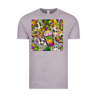 Vintage Zinc Mardi Gras coffee cups and donut with cowhide Vintage Tee - BundleAndBundleShop