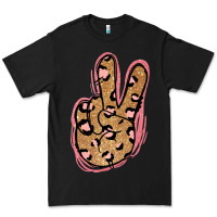 Black Gold Glitter Pink Leopard Peace Sign Premium Tee - Jasminsmagicworld