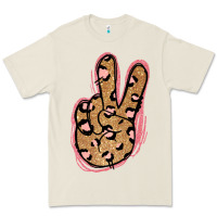 Bone Gold Glitter Pink Leopard Peace Sign Premium Tee - Jasminsmagicworld