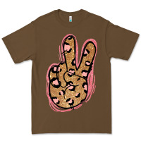 Cacao Gold Glitter Pink Leopard Peace Sign Premium Tee - Jasminsmagicworld