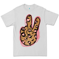 Dove Grey Gold Glitter Pink Leopard Peace Sign Premium Tee - Jasminsmagicworld
