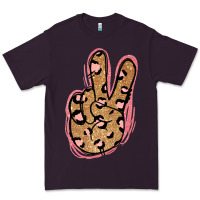 Plum Gold Glitter Pink Leopard Peace Sign Premium Tee - Jasminsmagicworld