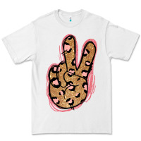 White Gold Glitter Pink Leopard Peace Sign Premium Tee - Jasminsmagicworld