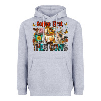 Heather Grey Coffee First Then Cows Heavyweight Hoodie - FaDigitalArtStudio
