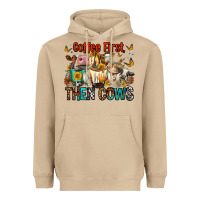 Mushroom Coffee First Then Cows Heavyweight Hoodie - FaDigitalArtStudio