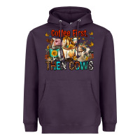 Plum Coffee First Then Cows Heavyweight Hoodie - FaDigitalArtStudio