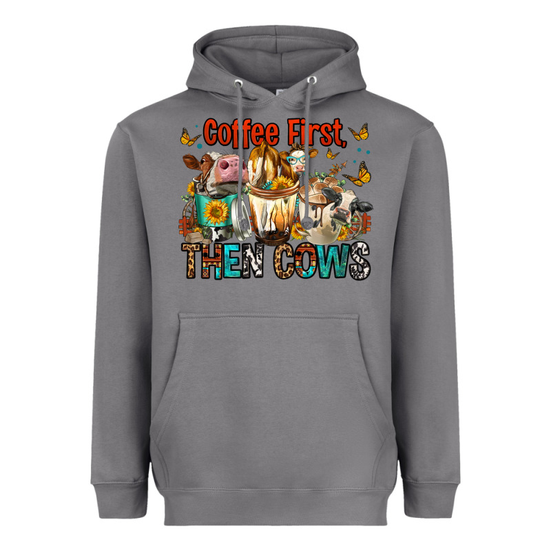 Coffee First Then Cows Heavyweight Hoodie by FaDigitalArtStudio | Teevron