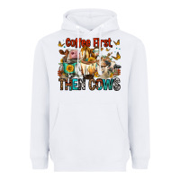 White Coffee First Then Cows Heavyweight Hoodie - FaDigitalArtStudio