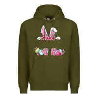 Army Green Easter bunny name frame Premium Hoodie - OliviaCreatesArt