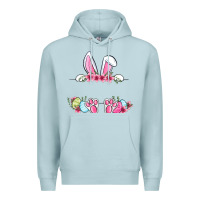 Blue Mist Easter bunny name frame Premium Hoodie - OliviaCreatesArt