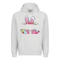 Dove Grey Easter bunny name frame Premium Hoodie - OliviaCreatesArt