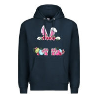 Navy Easter bunny name frame Premium Hoodie - OliviaCreatesArt