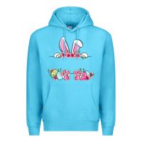 Ocean Blue Easter bunny name frame Premium Hoodie - OliviaCreatesArt