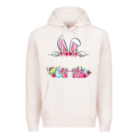 Pale Pink Easter bunny name frame Premium Hoodie - OliviaCreatesArt