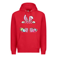 Red Easter bunny name frame Premium Hoodie - OliviaCreatesArt