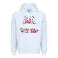 White Easter bunny name frame Premium Hoodie - OliviaCreatesArt
