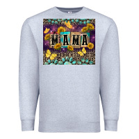 Heather Grey Mama with sunflowers Premium Sweatshirt - FaDigitalArtStudio