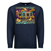Navy Mama with sunflowers Premium Sweatshirt - FaDigitalArtStudio