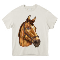 Cream horse Heavy Core Tee - BarkalooDesign