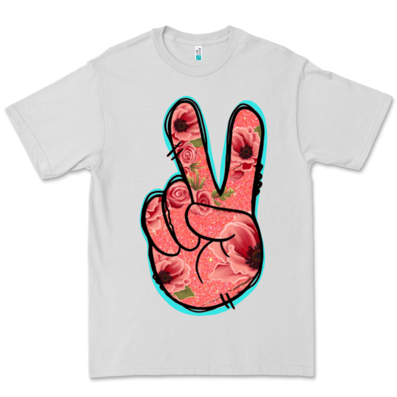 Pink Floral Glitter Peace Sign Premium Tee by Jasminsmagicworld | Teevron