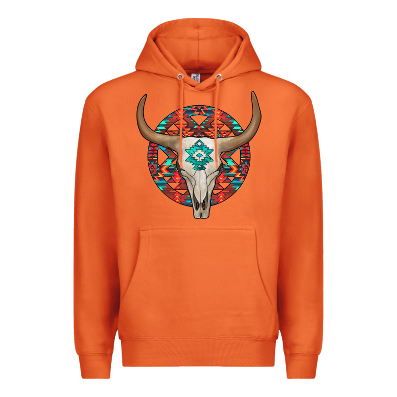 Turquoise Aztec Bullskull Premium Hoodie by JahusDesignShop | Teevron