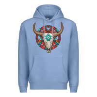 Colony Blue turquoise aztec bullskull Premium Hoodie - JahusDesignShop