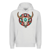 Dove Grey turquoise aztec bullskull Premium Hoodie - JahusDesignShop