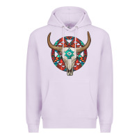Lilac turquoise aztec bullskull Premium Hoodie - JahusDesignShop