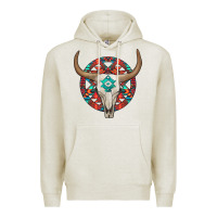 Oatmeal Heather turquoise aztec bullskull Premium Hoodie - JahusDesignShop
