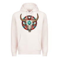Pale Pink turquoise aztec bullskull Premium Hoodie - JahusDesignShop