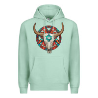 Seafoam turquoise aztec bullskull Premium Hoodie - JahusDesignShop