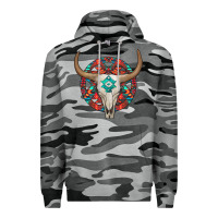 Slate Camo turquoise aztec bullskull Premium Hoodie - JahusDesignShop