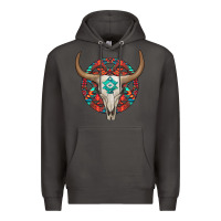 Smoke turquoise aztec bullskull Premium Hoodie - JahusDesignShop