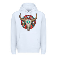 White turquoise aztec bullskull Premium Hoodie - JahusDesignShop