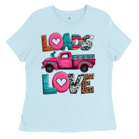 Baby Blue loads of love valentine's day truck Ladies Tee - Jasminsmagicworld