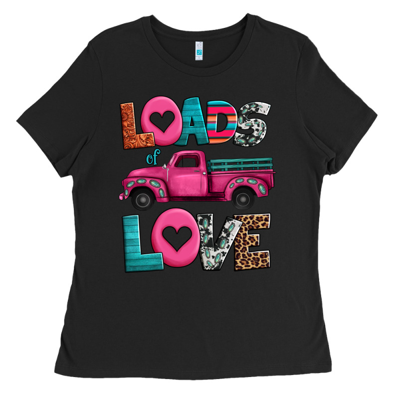 Loads Of Love Valentine's Day Truck Ladies Tee by Jasminsmagicworld | Teevron
