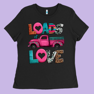 Loads Of Love Valentine's Day Truck Ladies Tee Designed By Jasminsmagicworld