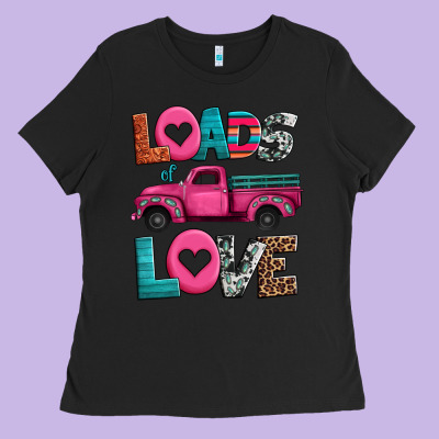 Loads Of Love Valentine's Day Truck Ladies Tee Designed By Jasminsmagicworld