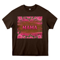 Chocolate Brown floral leopard mama tumbler Heavy Core Tee - BarkalooDesign