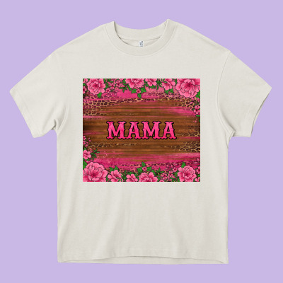 Floral Leopard Mama Tumbler Heavy Core Tee Designed By Barkaloodesign