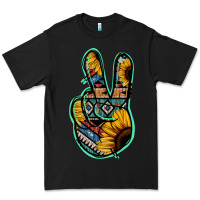 Black Aztec Sunflower Peace Sign Premium Tee - Jasminsmagicworld