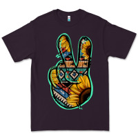 Plum Aztec Sunflower Peace Sign Premium Tee - Jasminsmagicworld