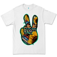 White Aztec Sunflower Peace Sign Premium Tee - Jasminsmagicworld