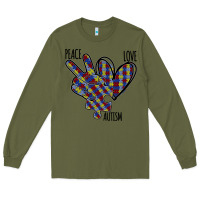Army Green Peace Love Autism Long Sleeve Tee - Bettercallsaul